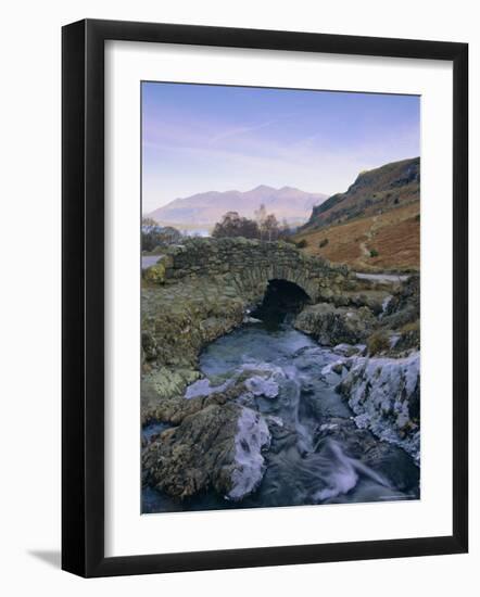 Ashness Bridge and Frozen Beck, Lake District National Park, Cumbria, England, UK, Europe-Neale Clarke-Framed Photographic Print