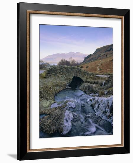 Ashness Bridge and Frozen Beck, Lake District National Park, Cumbria, England, UK, Europe-Neale Clarke-Framed Photographic Print