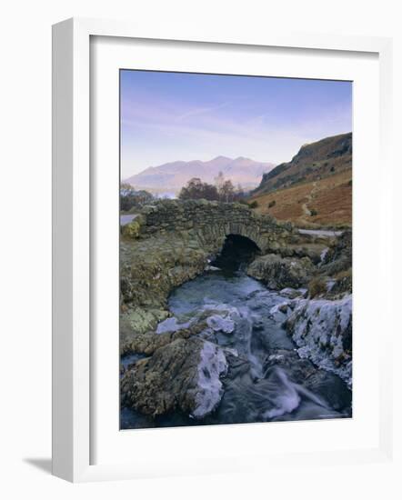 Ashness Bridge and Frozen Beck, Lake District National Park, Cumbria, England, UK, Europe-Neale Clarke-Framed Photographic Print
