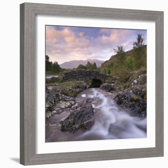 Ashness Bridge in the Lake District National Park, Cumbria, England. Autumn (September)-Adam Burton-Framed Photographic Print