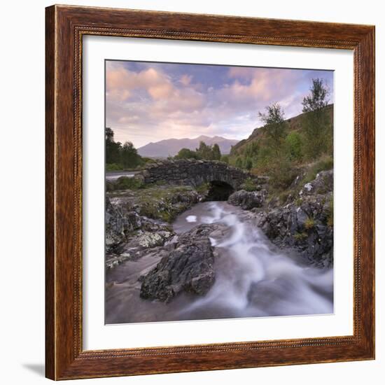 Ashness Bridge in the Lake District National Park, Cumbria, England. Autumn (September)-Adam Burton-Framed Photographic Print