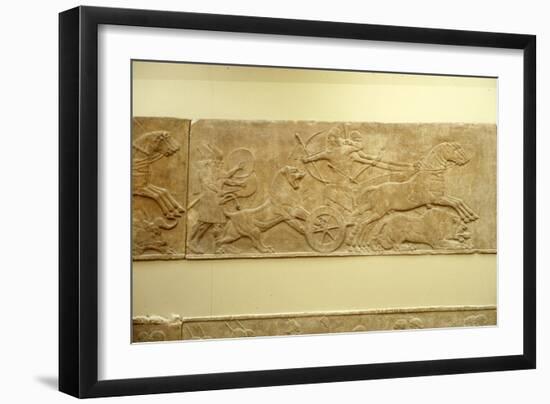 Ashurnasirpal II killing lions, c645 BC-635 BC-Unknown-Framed Giclee Print