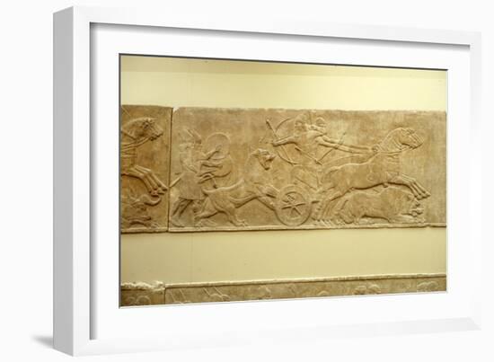 Ashurnasirpal II killing lions, c645 BC-635 BC-Unknown-Framed Giclee Print