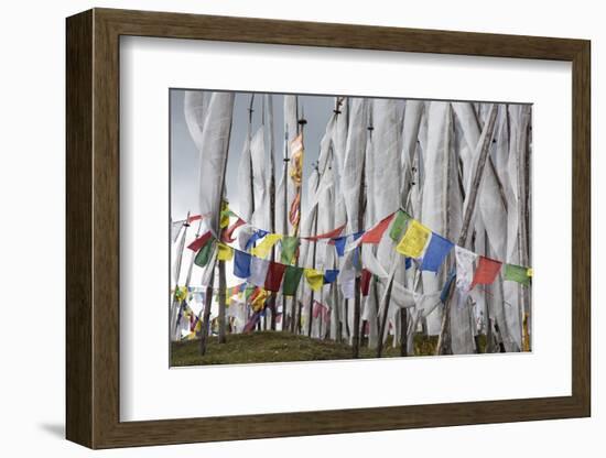 Asia, Bhutan, Chen La Pass, Prayer Flags. Prayer Flags on Chen La Pass-Ellen Goff-Framed Photographic Print