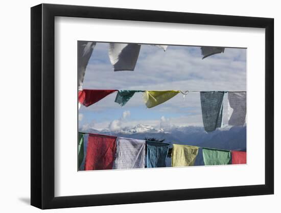 Asia, Bhutan, Dorcha La Pass. Himalayas Seen Through Prayer Flags-Ellen Goff-Framed Photographic Print