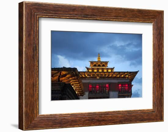 Asia, Bhutan, Thimpu. Tashichho Dzong Roofline-Kymri Wilt-Framed Photographic Print