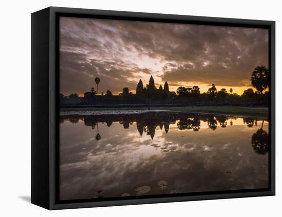 Asia, Cambodia, Angkor Watt, Siem Reap, Sunrise reflections at Angkor Wat-Terry Eggers-Framed Premier Image Canvas