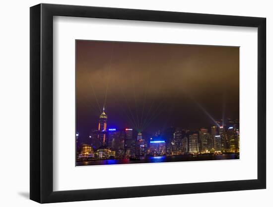 Asia, China, Hong Kong, Night Laser Show on Hong Kong Waterfront-Terry Eggers-Framed Photographic Print