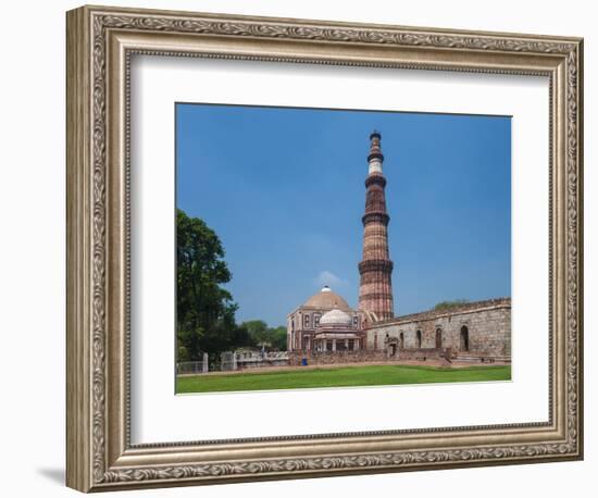 Asia. India, The Qtub Minar of the Alai-Darwaza complex in New Delhi.-Ralph H^ Bendjebar-Framed Photographic Print