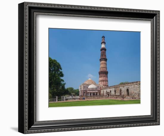 Asia. India, The Qtub Minar of the Alai-Darwaza complex in New Delhi.-Ralph H^ Bendjebar-Framed Photographic Print