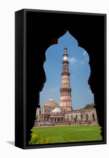 Asia. India, The Qtub Minar of the Alai-Darwaza complex in New Delhi.-Ralph H. Bendjebar-Framed Premier Image Canvas