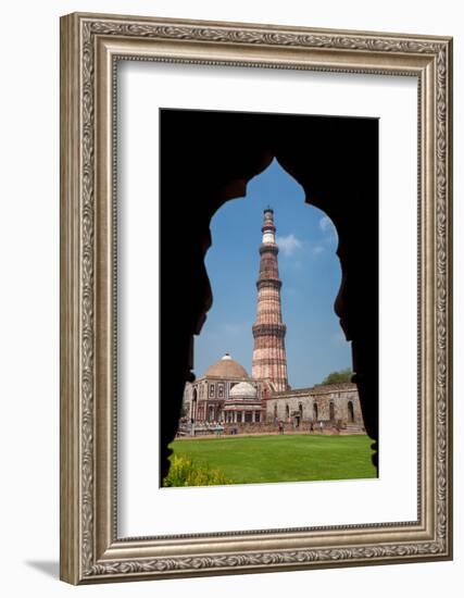 Asia. India, The Qtub Minar of the Alai-Darwaza complex in New Delhi.-Ralph H. Bendjebar-Framed Photographic Print