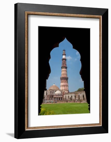 Asia. India, The Qtub Minar of the Alai-Darwaza complex in New Delhi.-Ralph H. Bendjebar-Framed Photographic Print