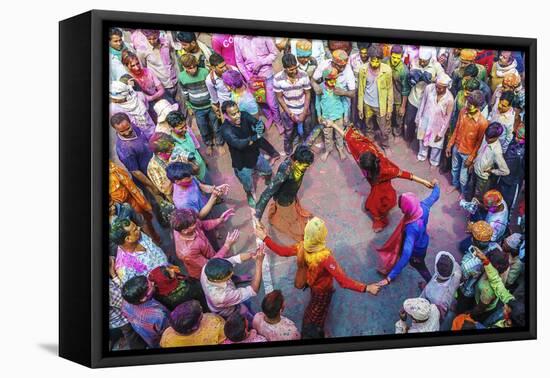 Asia, India, Uttar Pradesh, Nandgaon, Dancing During Holi Festival-ClickAlps-Framed Premier Image Canvas