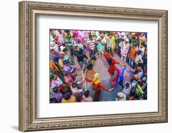 Asia, India, Uttar Pradesh, Nandgaon, Dancing During Holi Festival-ClickAlps-Framed Photographic Print