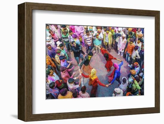 Asia, India, Uttar Pradesh, Nandgaon, Dancing During Holi Festival-ClickAlps-Framed Photographic Print