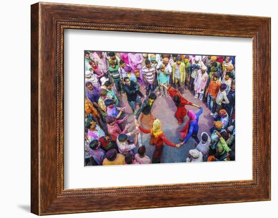 Asia, India, Uttar Pradesh, Nandgaon, Dancing During Holi Festival-ClickAlps-Framed Photographic Print