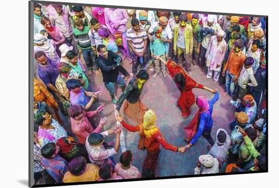 Asia, India, Uttar Pradesh, Nandgaon, Dancing During Holi Festival-ClickAlps-Mounted Photographic Print