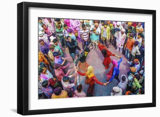 Asia, India, Uttar Pradesh, Nandgaon, Dancing During Holi Festival-ClickAlps-Framed Photographic Print