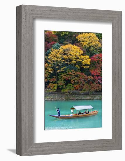 Asia, Japan, Honshu, Kyoto, Arashiyama, Autumn Colours on Kiyotaki River-Christian Kober-Framed Photographic Print