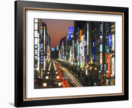 Asia, Japan, Honshu, Tokyo, Ginza, View Along Chuo-dori, a Fashionable Shopping Street in Tokyo-Gavin Hellier-Framed Photographic Print