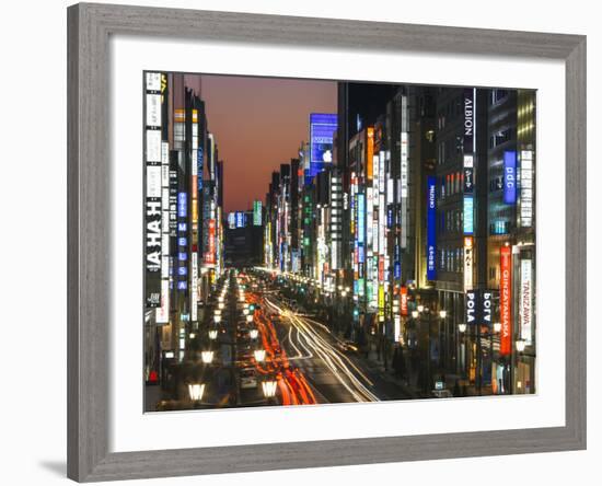 Asia, Japan, Honshu, Tokyo, Ginza, View Along Chuo-dori, a Fashionable Shopping Street in Tokyo-Gavin Hellier-Framed Photographic Print