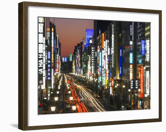 Asia, Japan, Honshu, Tokyo, Ginza, View Along Chuo-dori, a Fashionable Shopping Street in Tokyo-Gavin Hellier-Framed Photographic Print