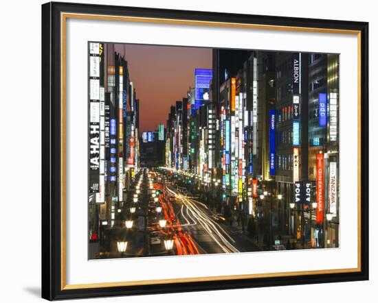 Asia, Japan, Honshu, Tokyo, Ginza, View Along Chuo-dori, a Fashionable Shopping Street in Tokyo-Gavin Hellier-Framed Photographic Print