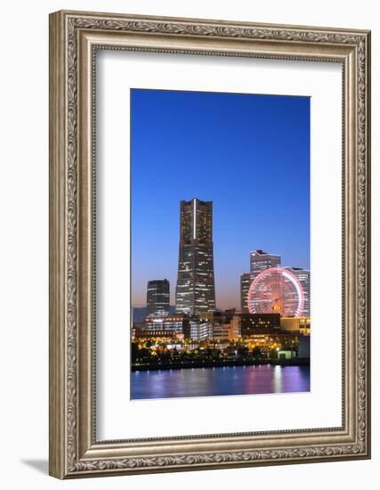 Asia, Japan, Honshu, Yokohama Bay, City Skyline and Landmark Tower-Christian Kober-Framed Photographic Print