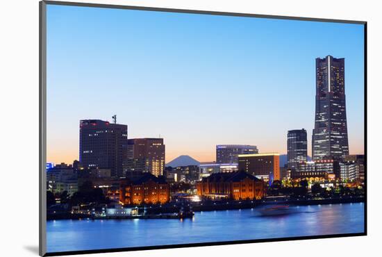 Asia, Japan, Honshu, Yokohama Bay, City Skyline and Mt Fuji, Landmark Tower-Christian Kober-Mounted Photographic Print