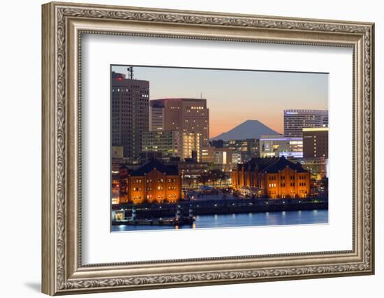 Asia, Japan, Honshu, Yokohama Bay, City Skyline and Mt Fuji-Christian Kober-Framed Photographic Print