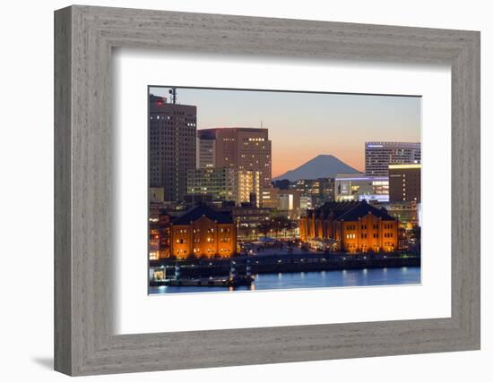 Asia, Japan, Honshu, Yokohama Bay, City Skyline and Mt Fuji-Christian Kober-Framed Photographic Print