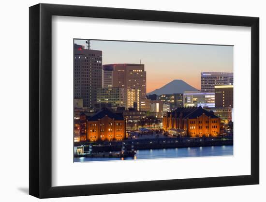 Asia, Japan, Honshu, Yokohama Bay, City Skyline and Mt Fuji-Christian Kober-Framed Photographic Print