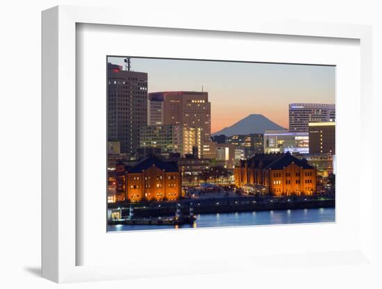 Asia, Japan, Honshu, Yokohama Bay, City Skyline and Mt Fuji-Christian Kober-Framed Photographic Print