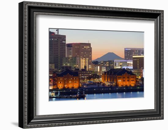 Asia, Japan, Honshu, Yokohama Bay, City Skyline and Mt Fuji-Christian Kober-Framed Photographic Print