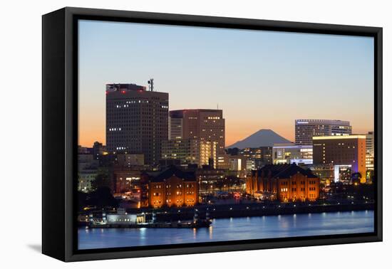 Asia, Japan, Honshu, Yokohama Bay, City Skyline and Mt Fuji-Christian Kober-Framed Premier Image Canvas