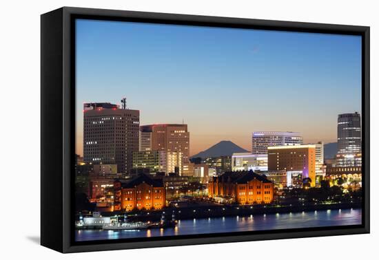 Asia, Japan, Honshu, Yokohama Bay, City Skyline and Mt Fuji-Christian Kober-Framed Premier Image Canvas