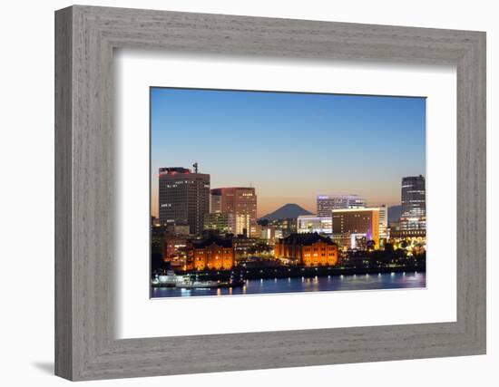 Asia, Japan, Honshu, Yokohama Bay, City Skyline and Mt Fuji-Christian Kober-Framed Photographic Print