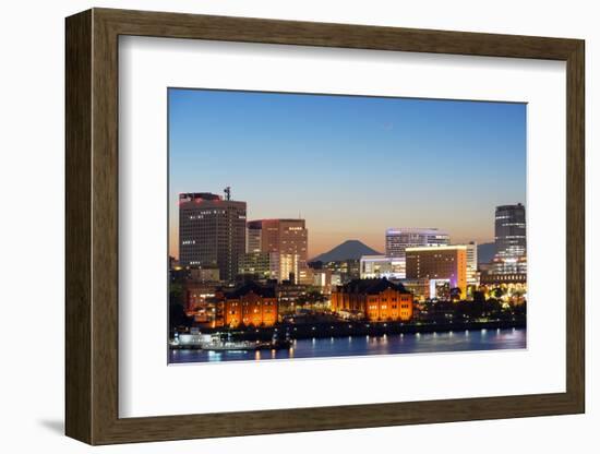 Asia, Japan, Honshu, Yokohama Bay, City Skyline and Mt Fuji-Christian Kober-Framed Photographic Print