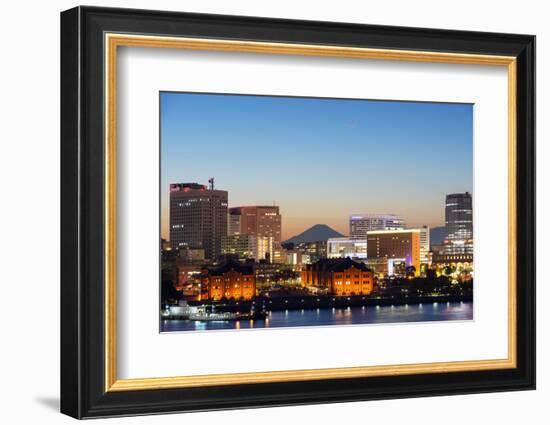 Asia, Japan, Honshu, Yokohama Bay, City Skyline and Mt Fuji-Christian Kober-Framed Photographic Print