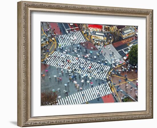Asia, Japan, Tokyo, Shibuya, Shibuya Crossing - Crowds of People Crossing the Famous Intersection a-Gavin Hellier-Framed Photographic Print