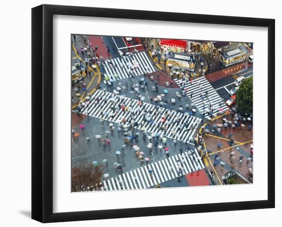 Asia, Japan, Tokyo, Shibuya, Shibuya Crossing - Crowds of People Crossing the Famous Intersection a-Gavin Hellier-Framed Photographic Print