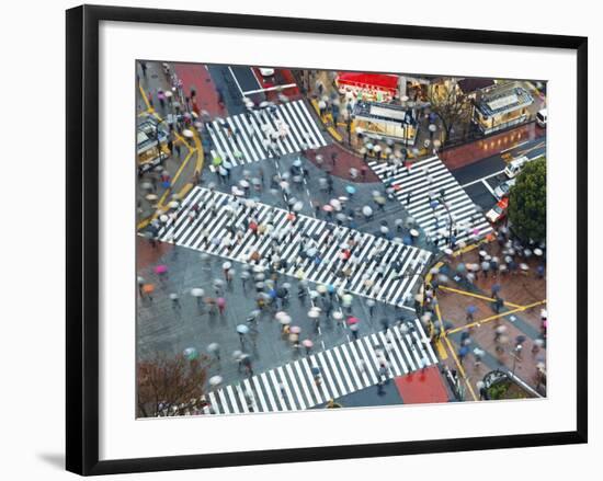 Asia, Japan, Tokyo, Shibuya, Shibuya Crossing - Crowds of People Crossing the Famous Intersection a-Gavin Hellier-Framed Photographic Print