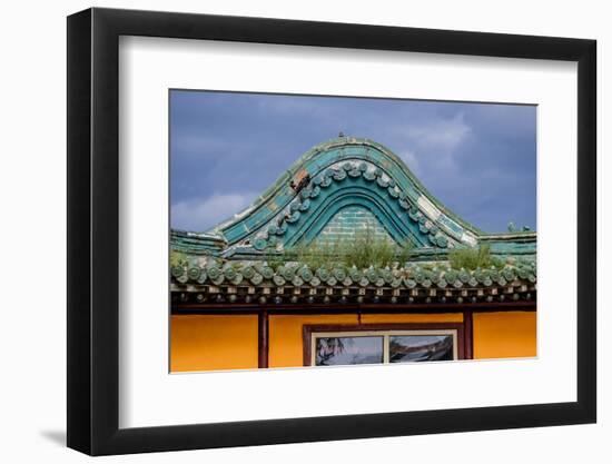 Asia, Mongolia, Ulaanbaatar, Gandantegchinlen Monastery. Storm Clouds over Datsan-Emily Wilson-Framed Photographic Print