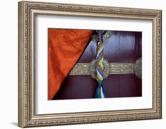 Asia, Nepal, Pokhara. Close-up of door at Jangchub Choeling Buddhist Monastery-Janell Davidson-Framed Photographic Print