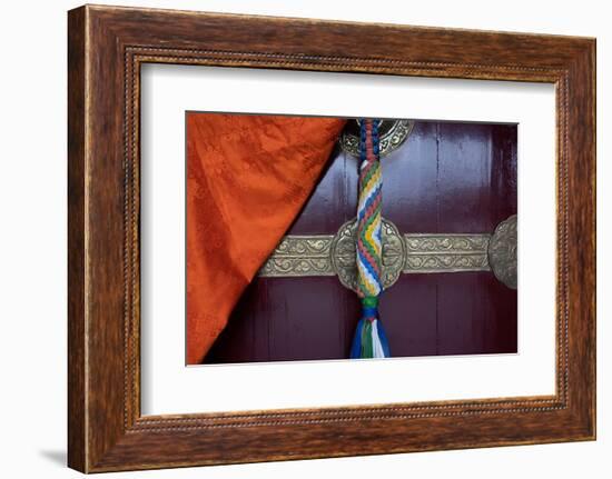 Asia, Nepal, Pokhara. Close-up of door at Jangchub Choeling Buddhist Monastery-Janell Davidson-Framed Photographic Print