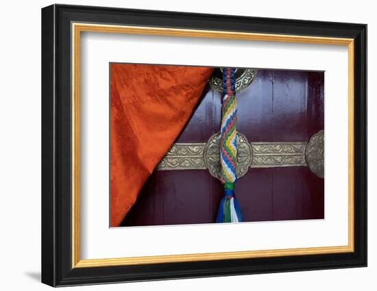 Asia, Nepal, Pokhara. Close-up of door at Jangchub Choeling Buddhist Monastery-Janell Davidson-Framed Photographic Print