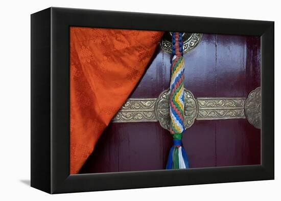 Asia, Nepal, Pokhara. Close-up of door at Jangchub Choeling Buddhist Monastery-Janell Davidson-Framed Premier Image Canvas