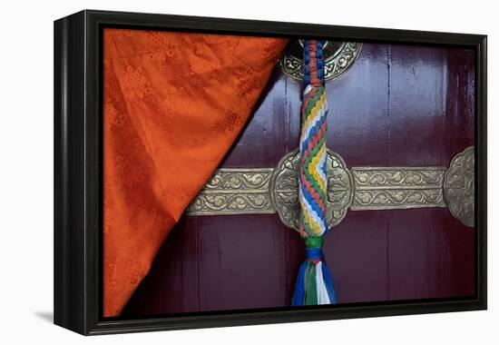 Asia, Nepal, Pokhara. Close-up of door at Jangchub Choeling Buddhist Monastery-Janell Davidson-Framed Premier Image Canvas