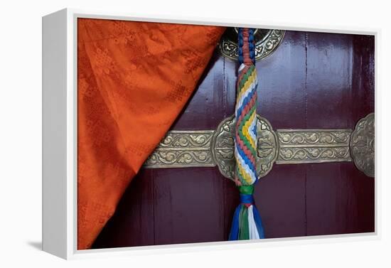 Asia, Nepal, Pokhara. Close-up of door at Jangchub Choeling Buddhist Monastery-Janell Davidson-Framed Premier Image Canvas